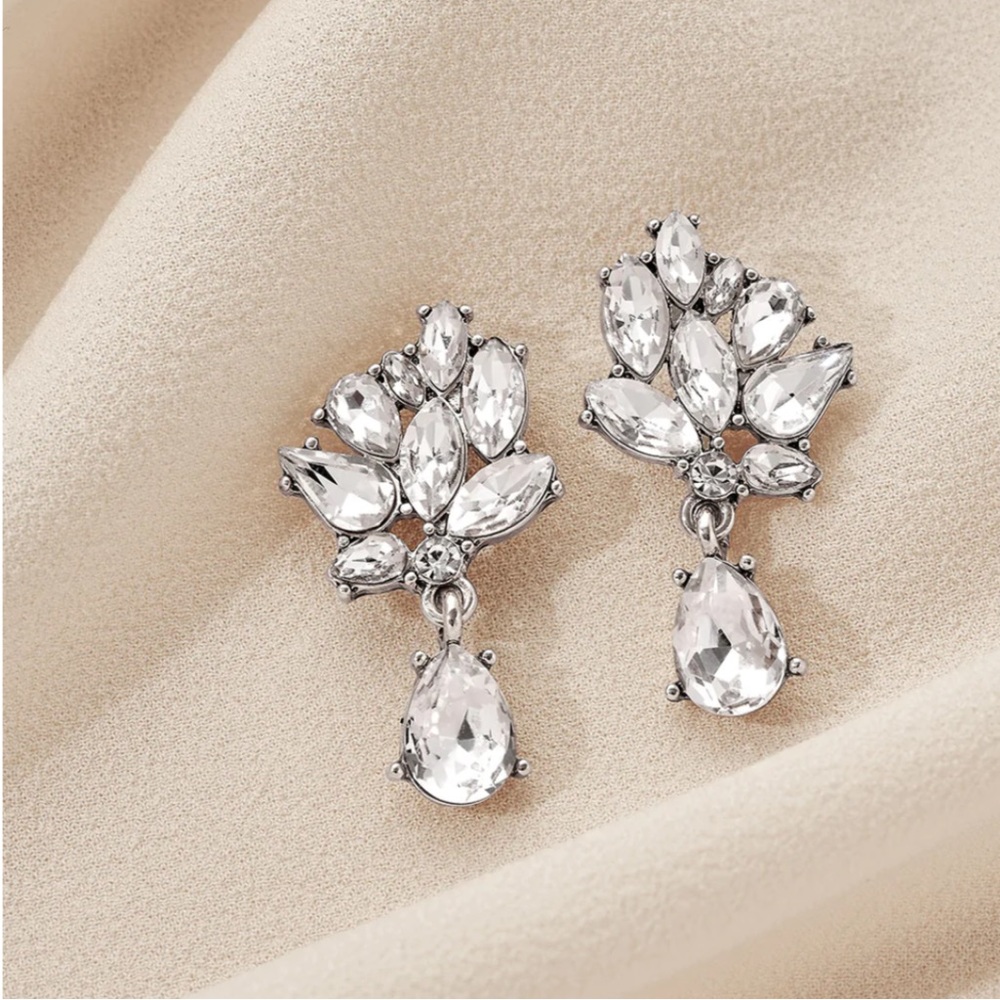 Olive & Piper Jasmine Drop Earrings Silver Bridal